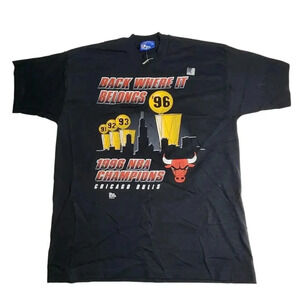 1996  Pro Player Chicago Bulls NBA Champions Trophy‎ Shirt Stitch Size Large New